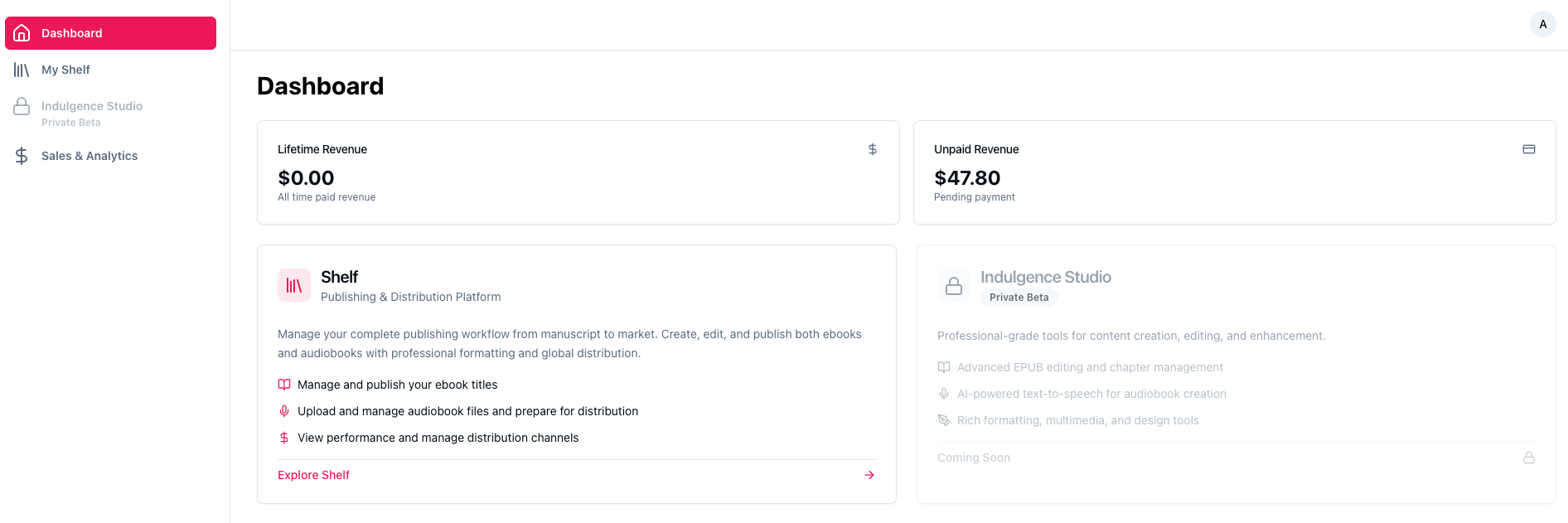 Dashboard showing revenue metrics